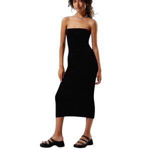 WEWOREWHAT Bodycon Midi Dress Strapless Black Sweater Knit Size Small New NWT
